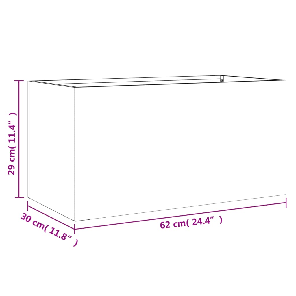 Vaso/floreira 62x30x29 cm aço branco
