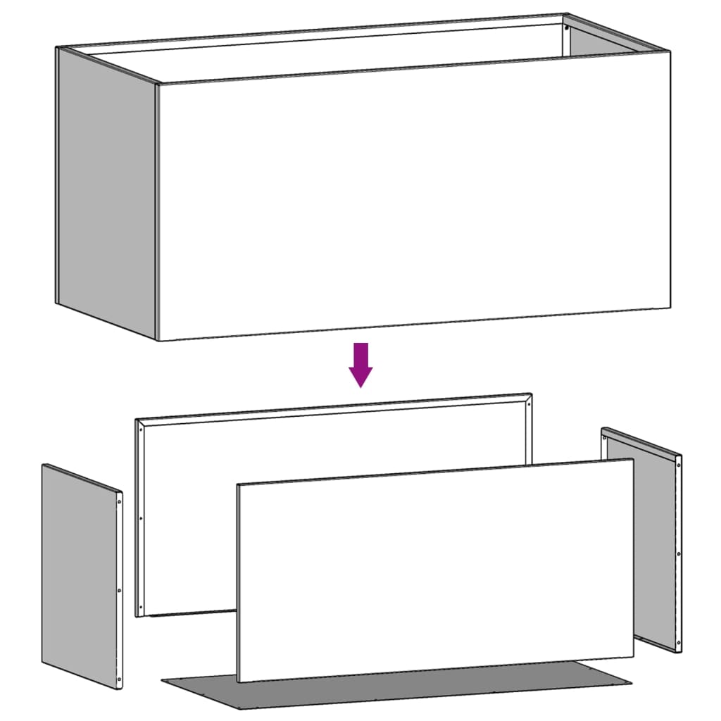 Vaso/floreira 62x30x29 cm aço branco