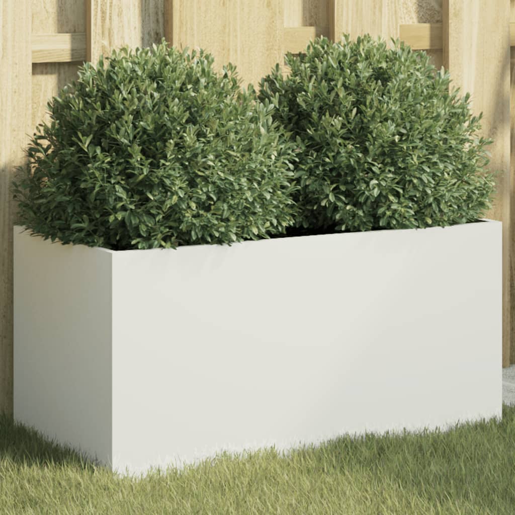 Vaso/floreira 62x30x29 cm aço branco