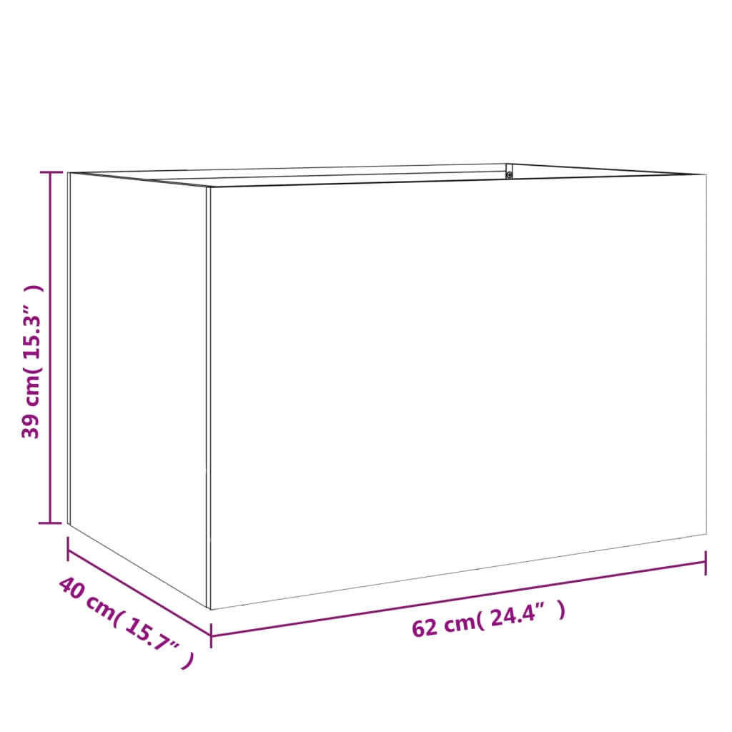 Vaso/floreira 62x40x39 cm aço branco