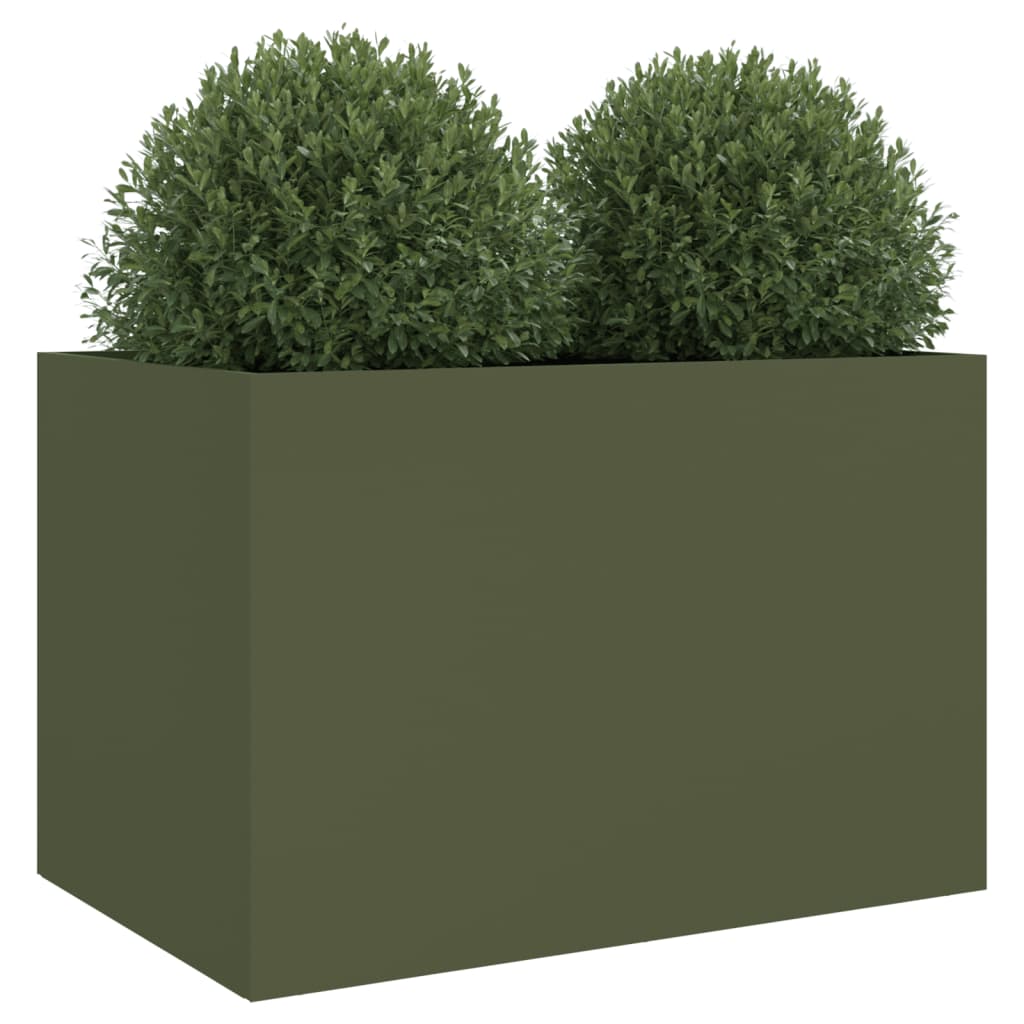 Vaso/floreira 62x40x39 cm aço verde azeitona