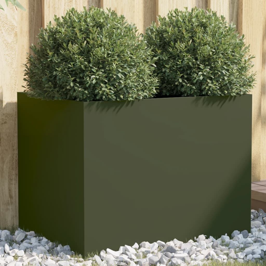 Vaso/floreira 62x47x46 cm aço verde azeitona
