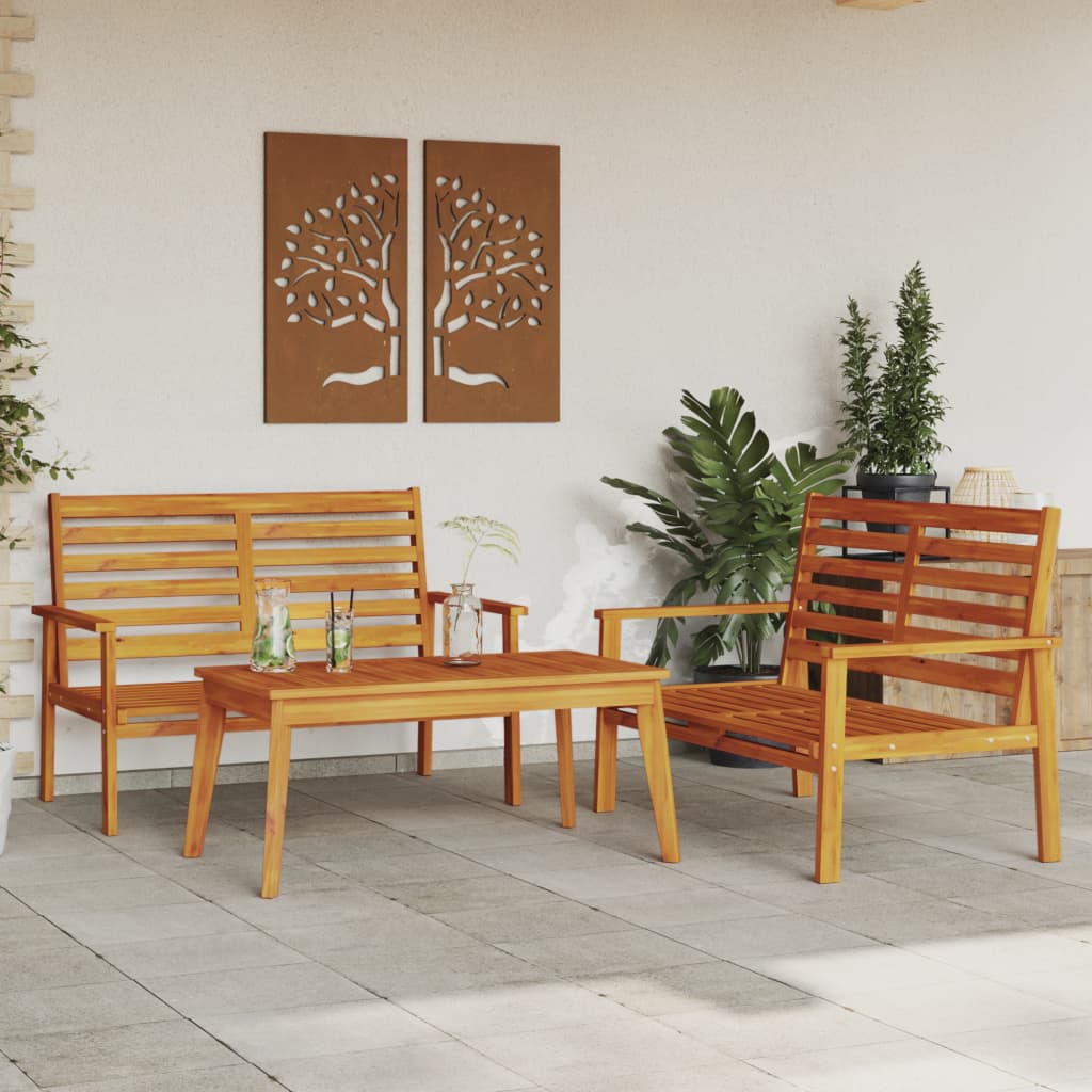 3 pcs conjunto lounge de jardim madeira de acácia maciça