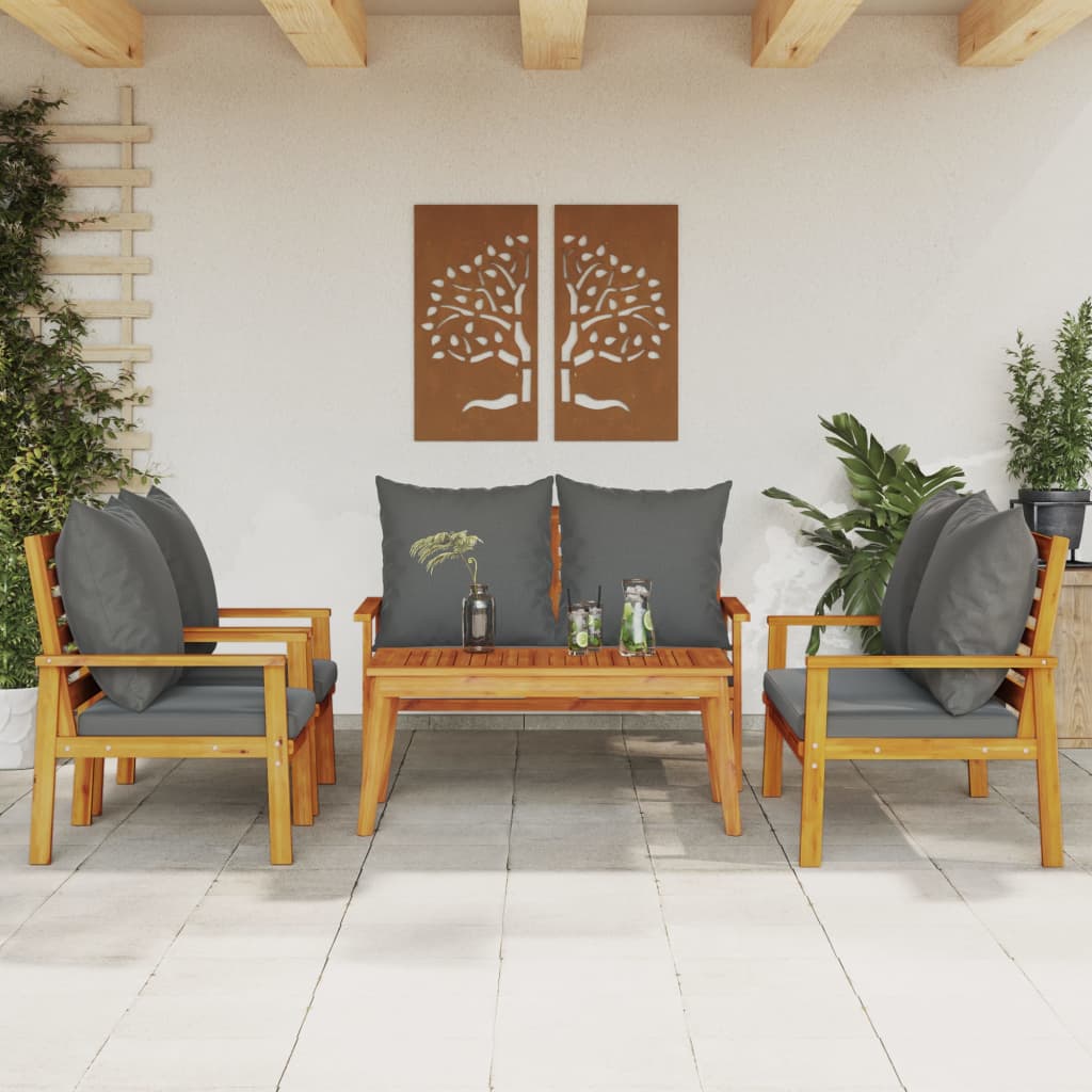 5 pcs conjunto lounge de jardim c/ almofadões acácia maciça