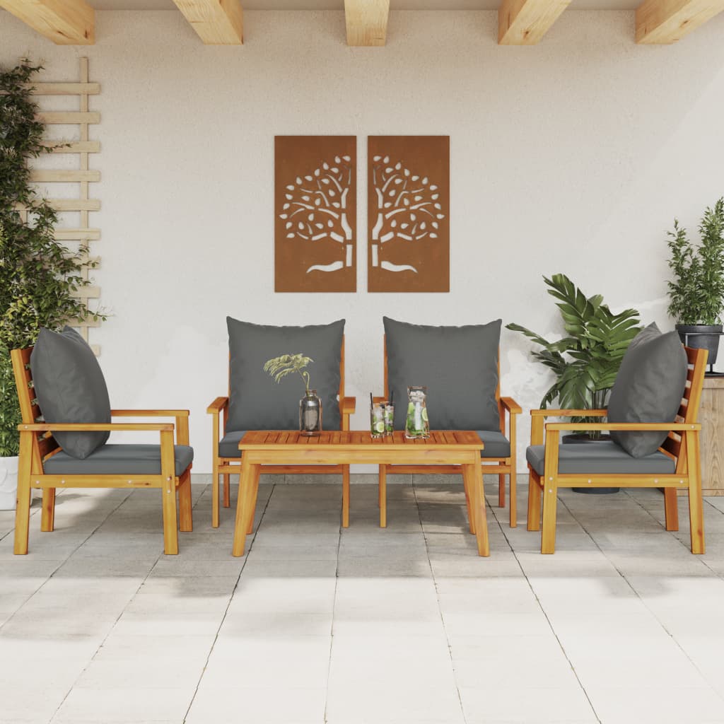 5 pcs conjunto lounge de jardim c/ almofadões acácia maciça