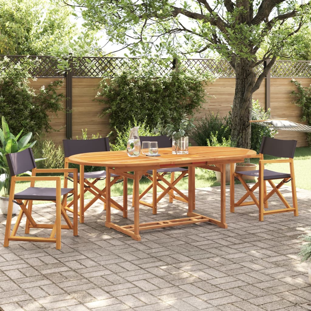 4 pcs cadeiras de jardim dobráveis tecido cinzento-escuro