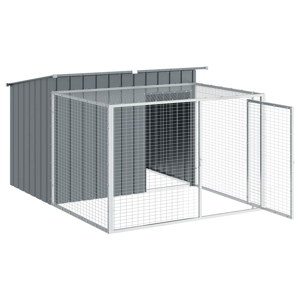 Casota para cães com corredor antracite 153x194x110 cm aço galvanizado