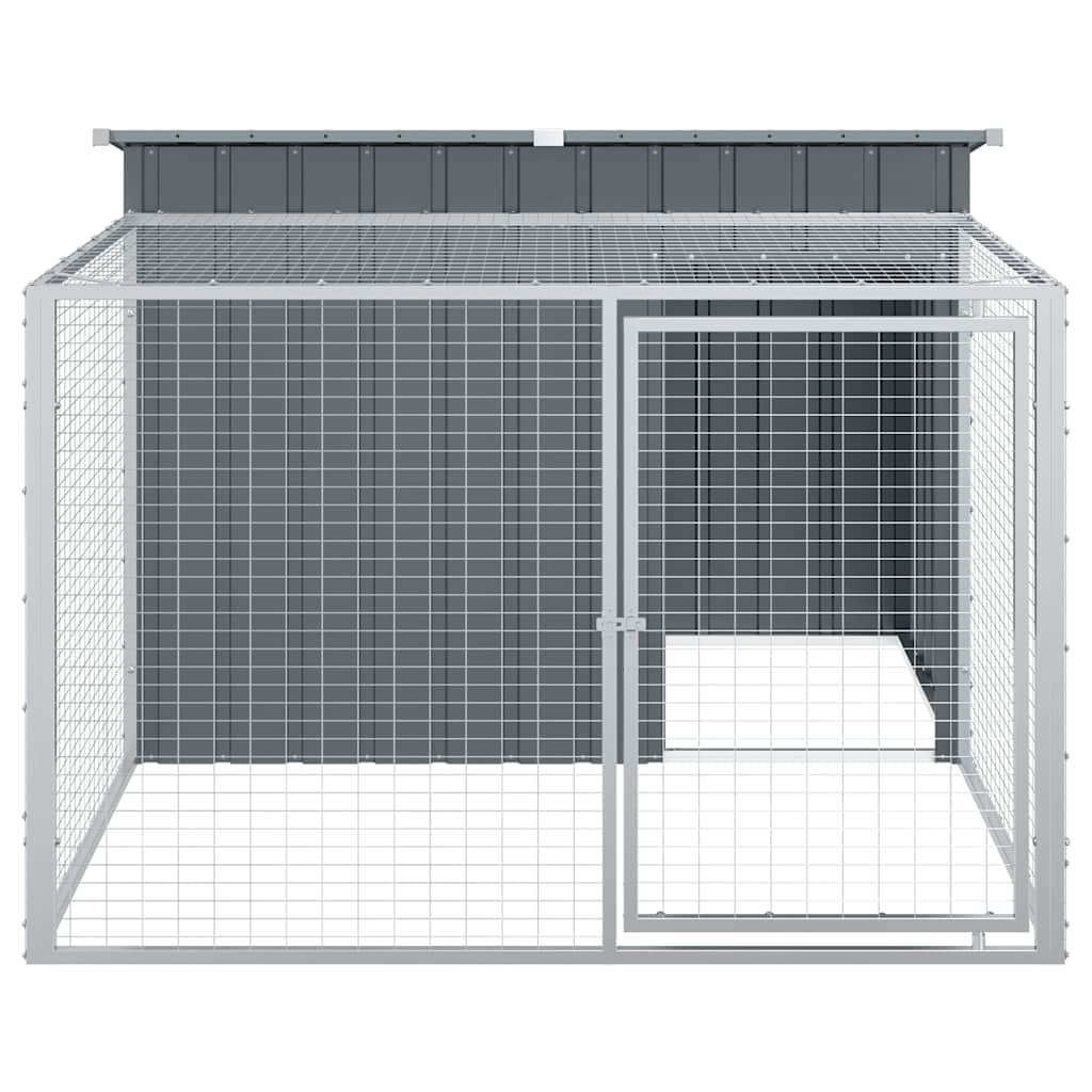 Casota para cães com corredor antracite 153x194x110 cm aço galvanizado