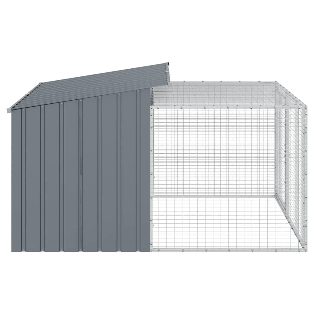 Casota para cães com corredor antracite 153x194x110 cm aço galvanizado