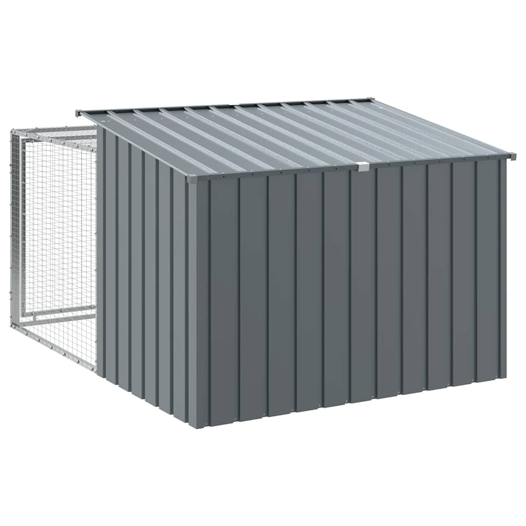 Casota para cães com corredor antracite 153x194x110 cm aço galvanizado