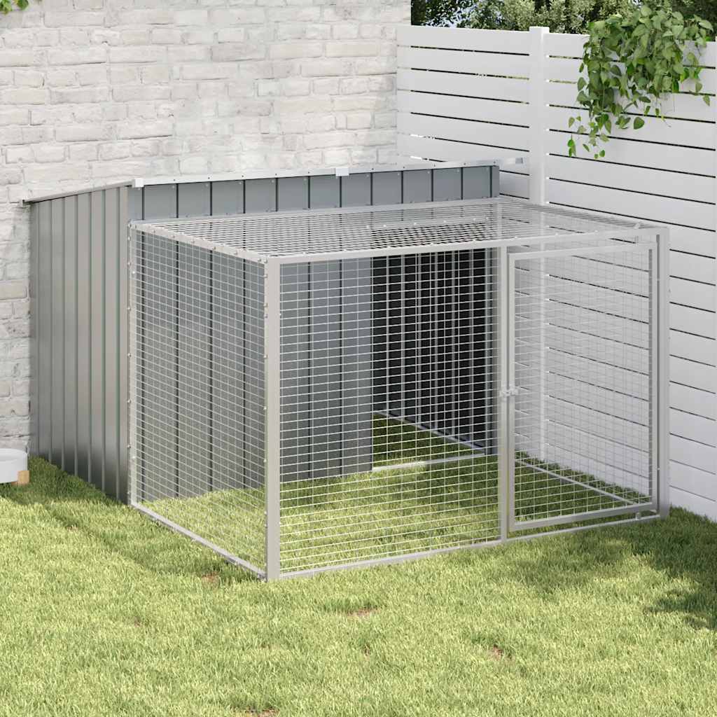 Casota para cães com corredor antracite 153x194x110 cm aço galvanizado