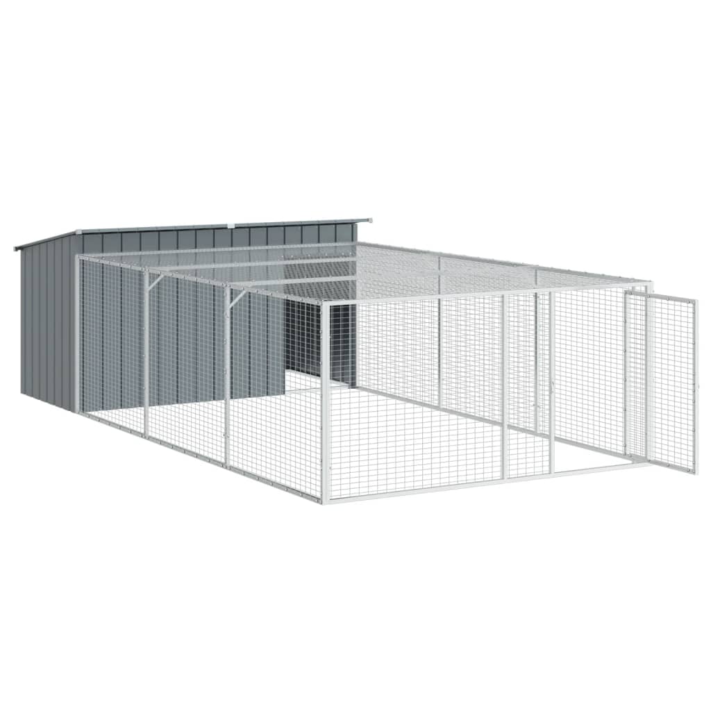 Casota para cães com corredor antracite 197x396x110 cm aço galvanizado