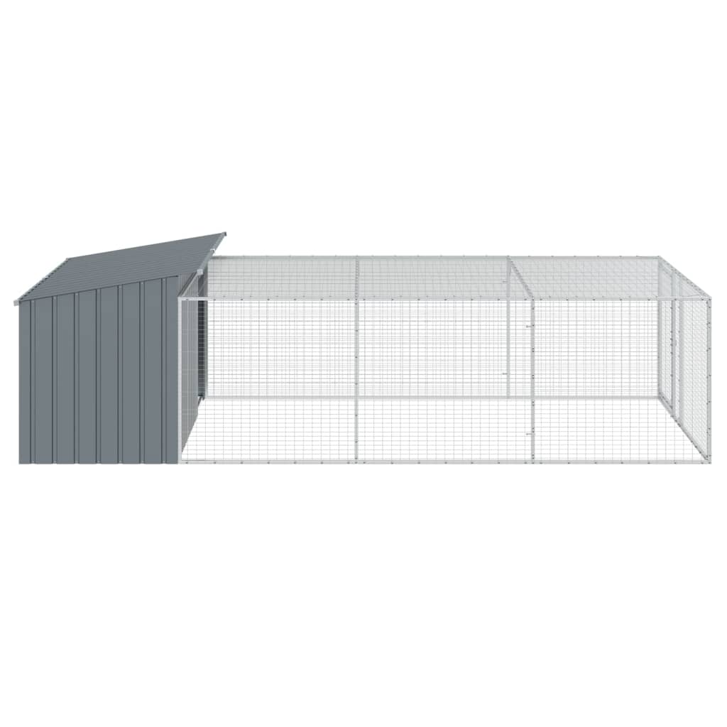 Casota para cães com corredor antracite 197x396x110 cm aço galvanizado