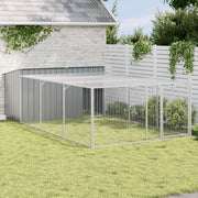Casota para cães com corredor antracite 197x396x110 cm aço galvanizado