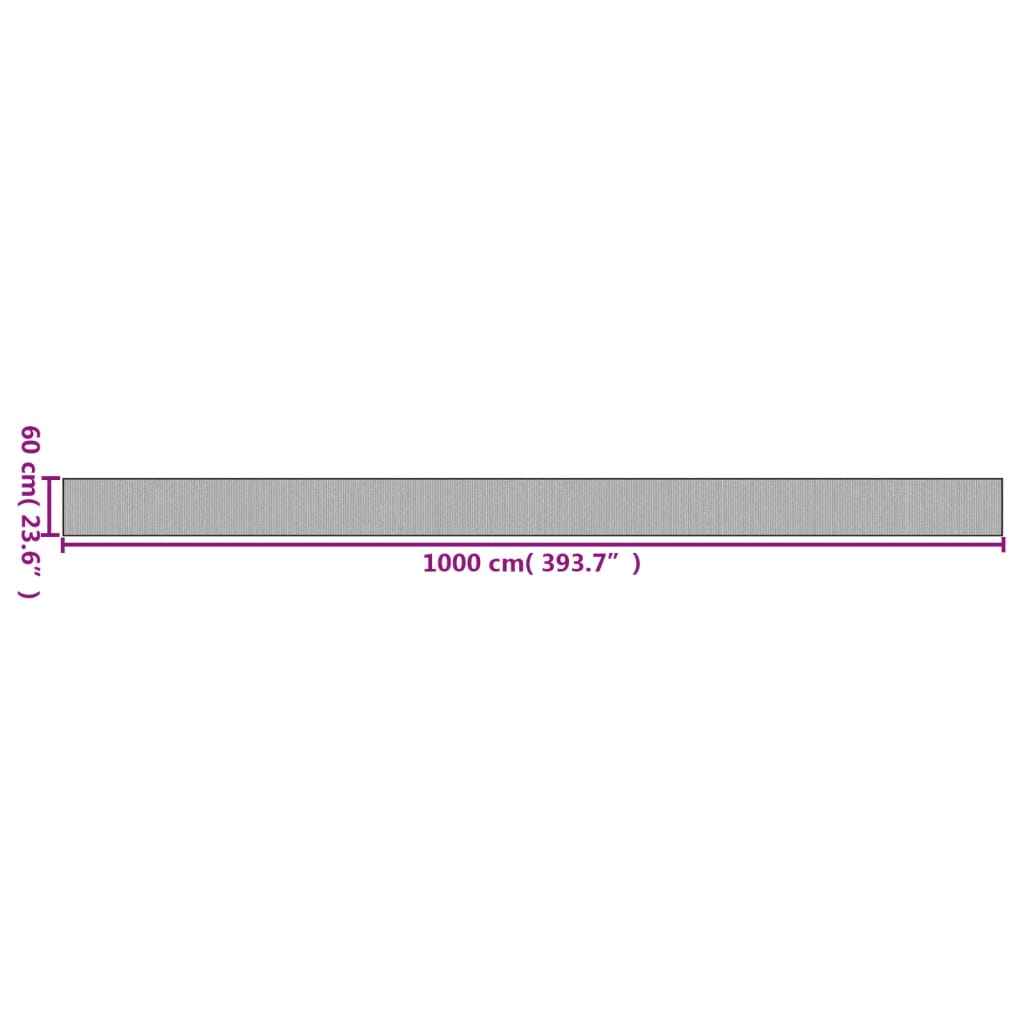 Tapete retangular 60x1000 cm bambu cinzento
