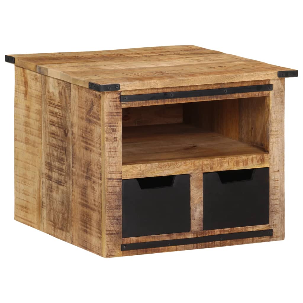 Mesa de centro c/ gavetas 50x50x40 cm madeira mangueira maciça