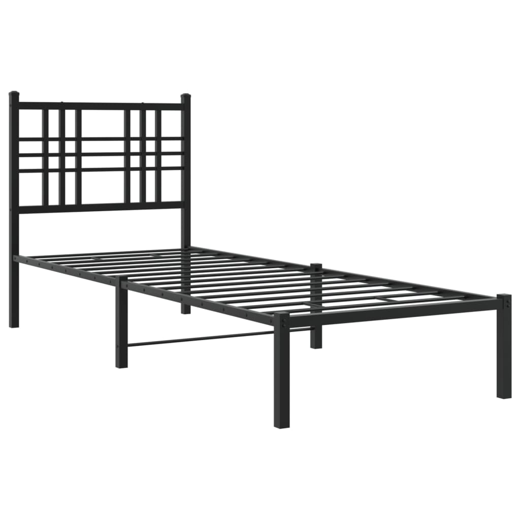Estrutura de cama metal s/ colchão c/ cabeceira 75x190 cm preto