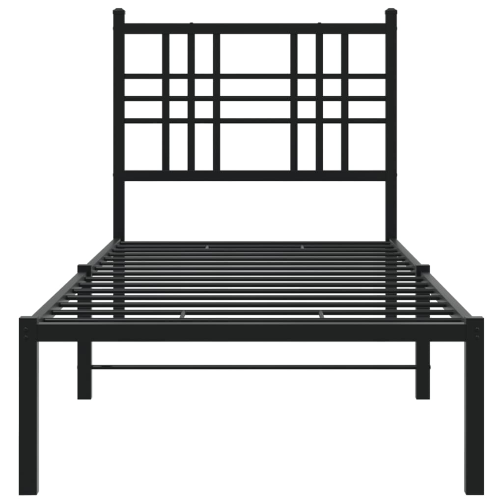 Estrutura de cama metal s/ colchão c/ cabeceira 75x190 cm preto