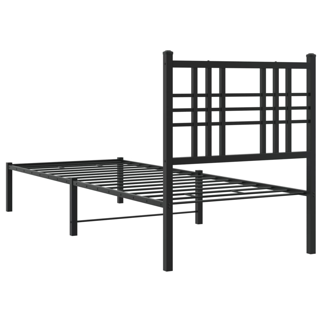Estrutura de cama metal s/ colchão c/ cabeceira 75x190 cm preto