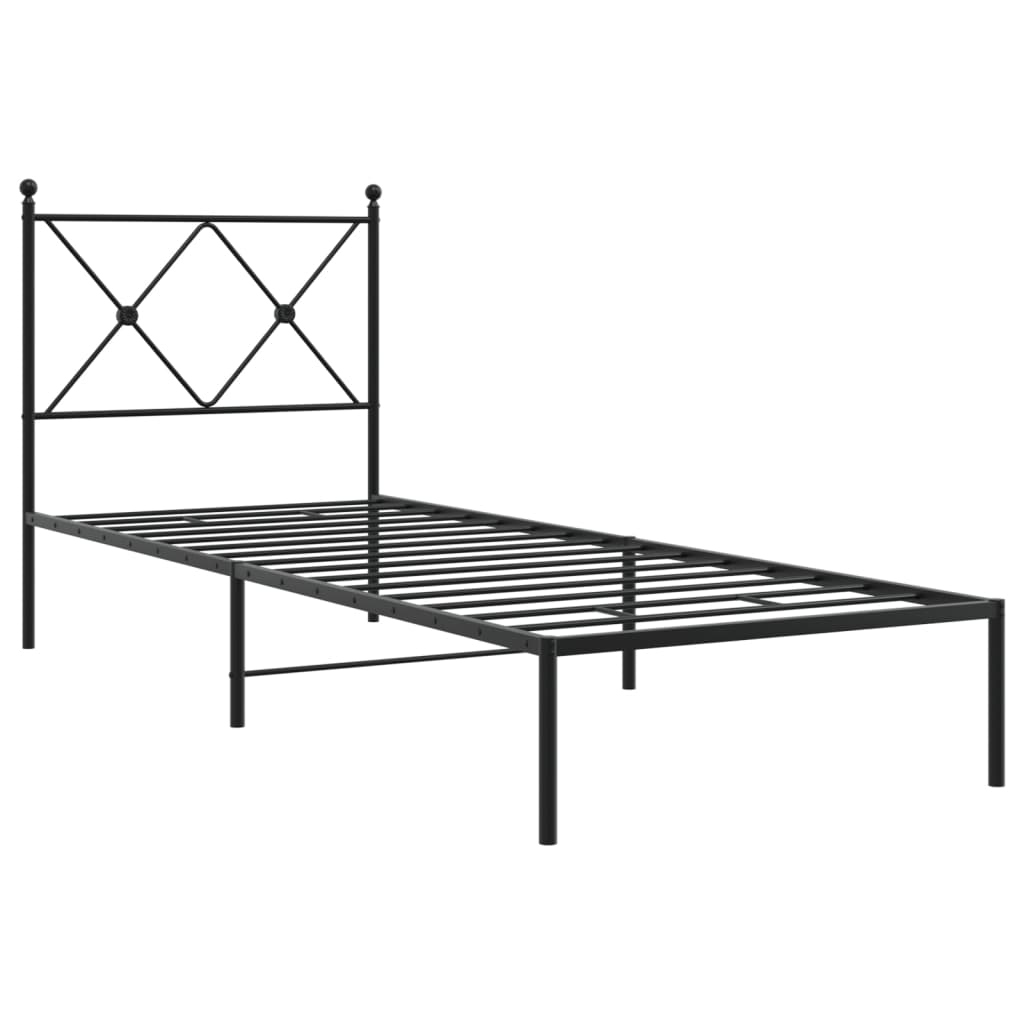 Estrutura de cama metal s/ colchão c/ cabeceira 75x190 cm preto