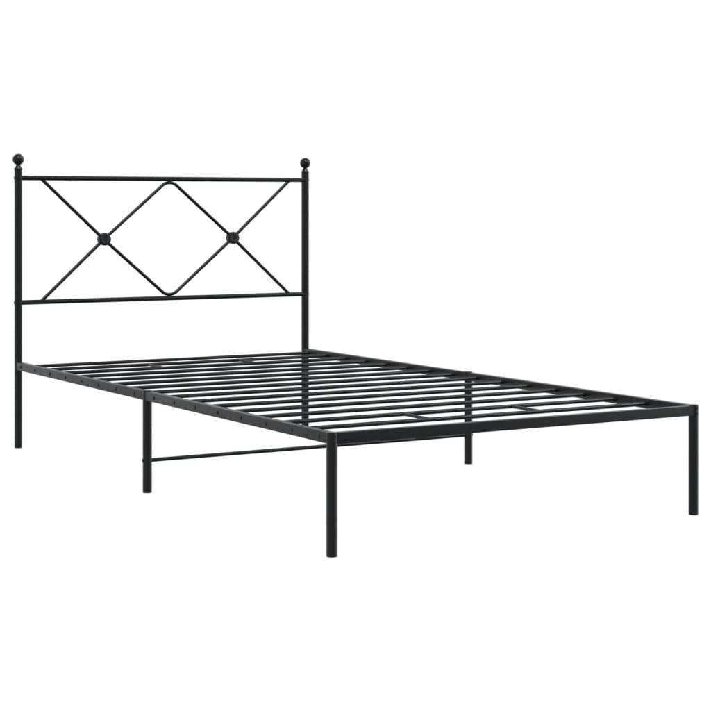 Estrutura de cama com cabeceira 107x203 cm metal preto