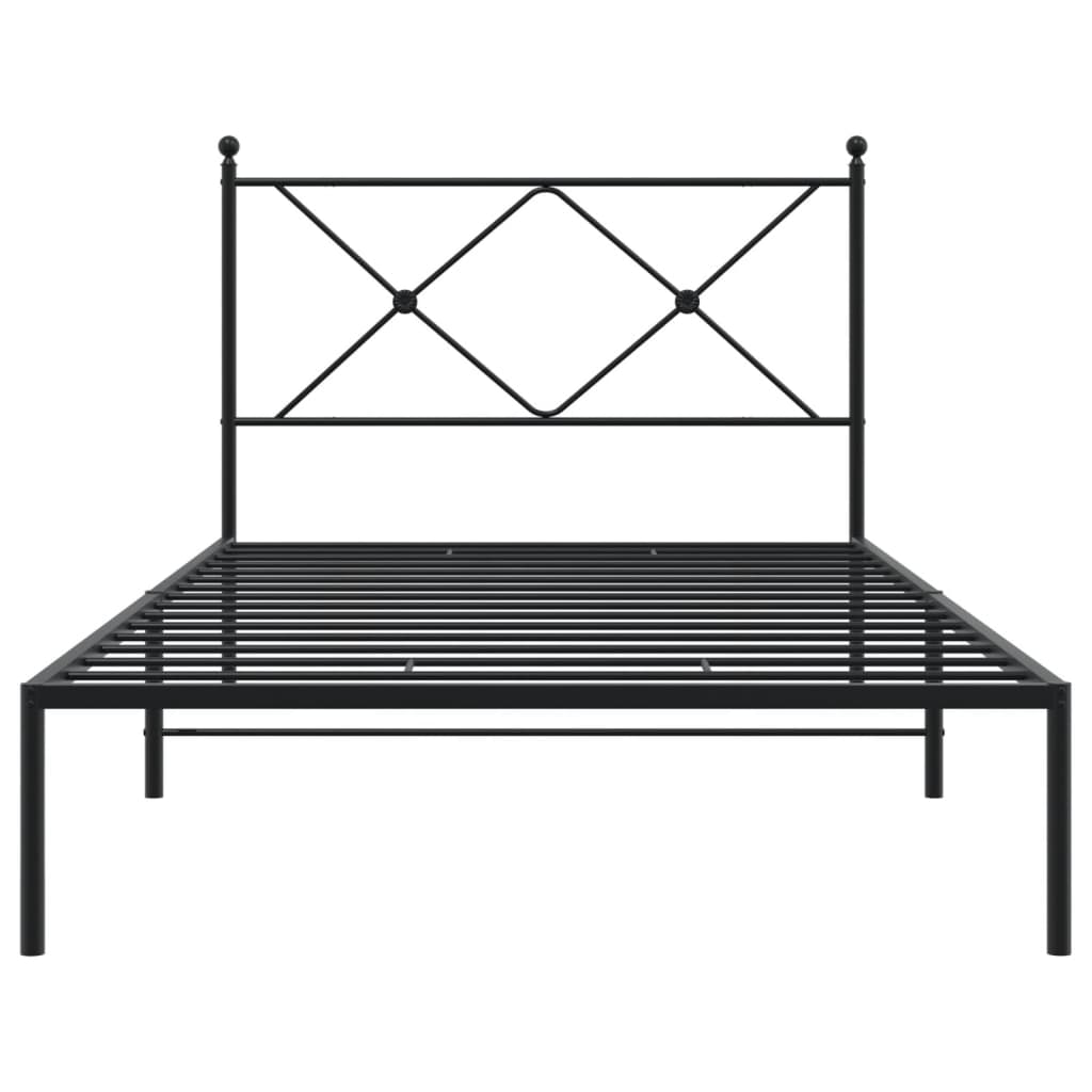 Estrutura de cama com cabeceira 107x203 cm metal preto