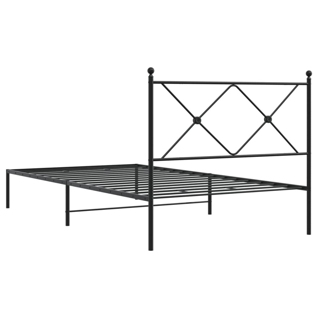 Estrutura de cama com cabeceira 107x203 cm metal preto