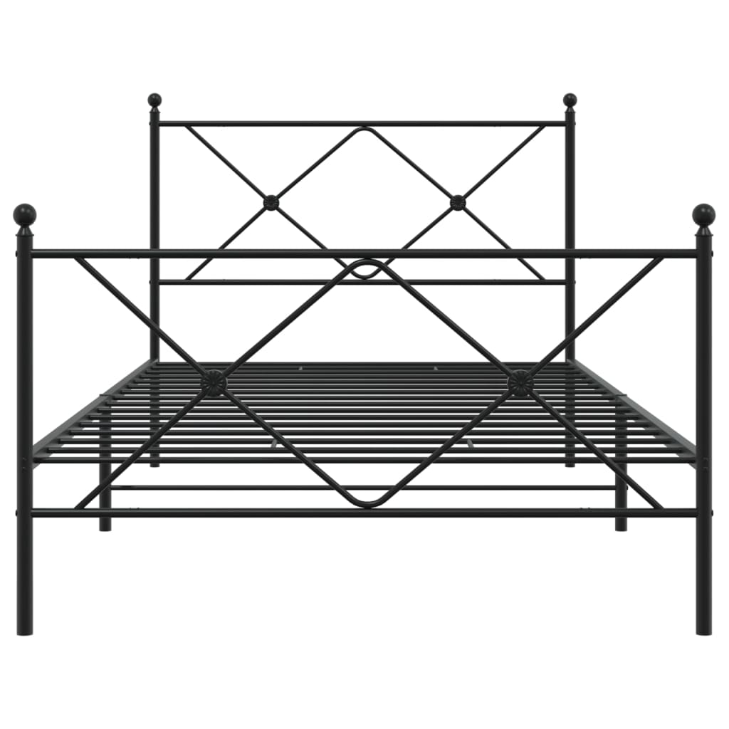 Estrutura de cama com cabeceira e pés 107x203 cm metal preto
