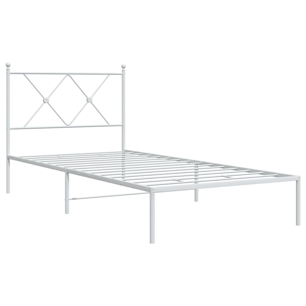 Estrutura de cama com cabeceira 90x190 cm metal branco