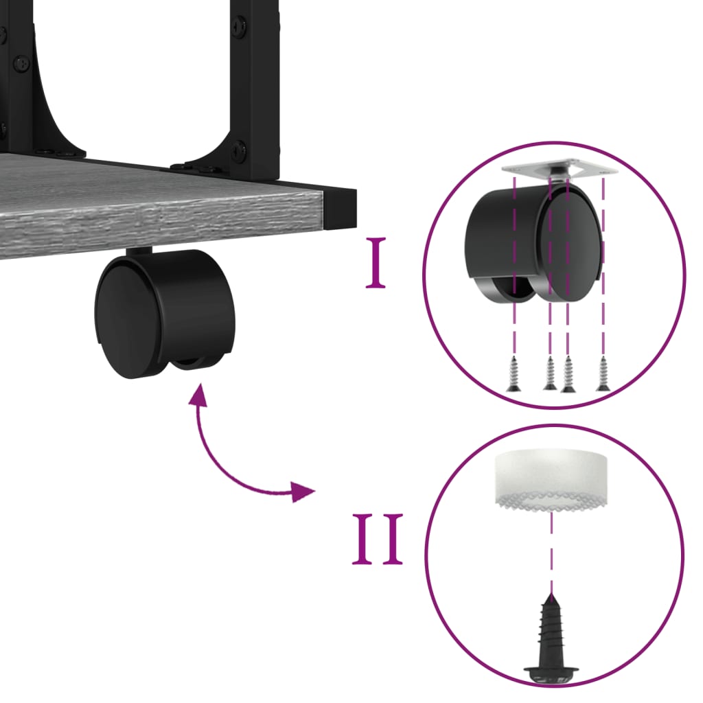 Suporte impressora 2 prateleiras deriv. madeira cinzento sonoma