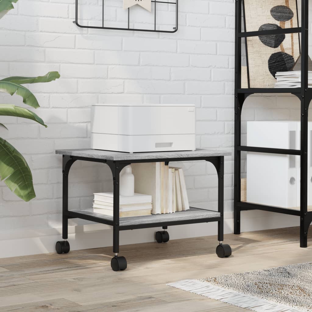 Suporte impressora 2 prateleiras deriv. madeira cinza sonoma