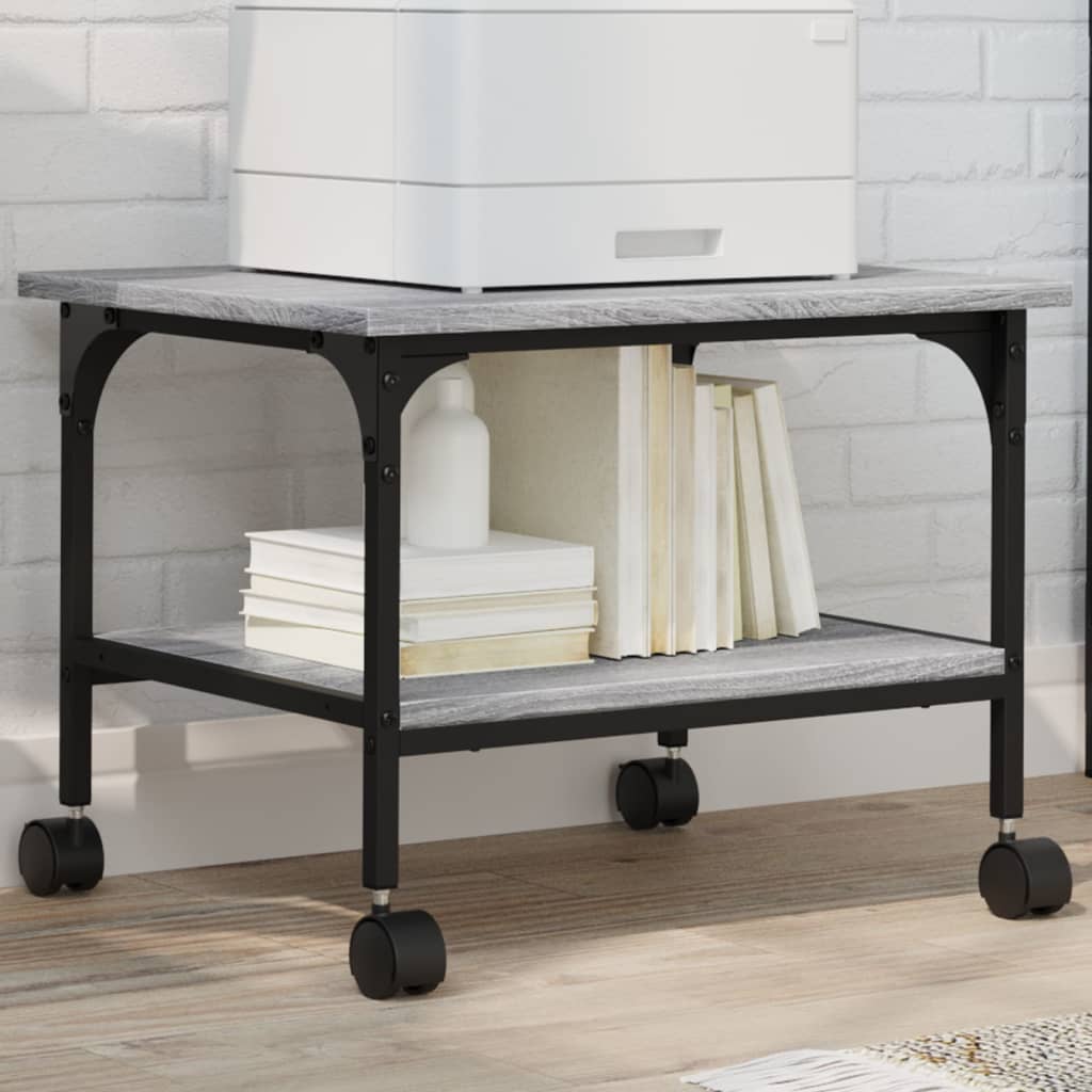 Suporte impressora 2 prateleiras deriv. madeira cinza sonoma