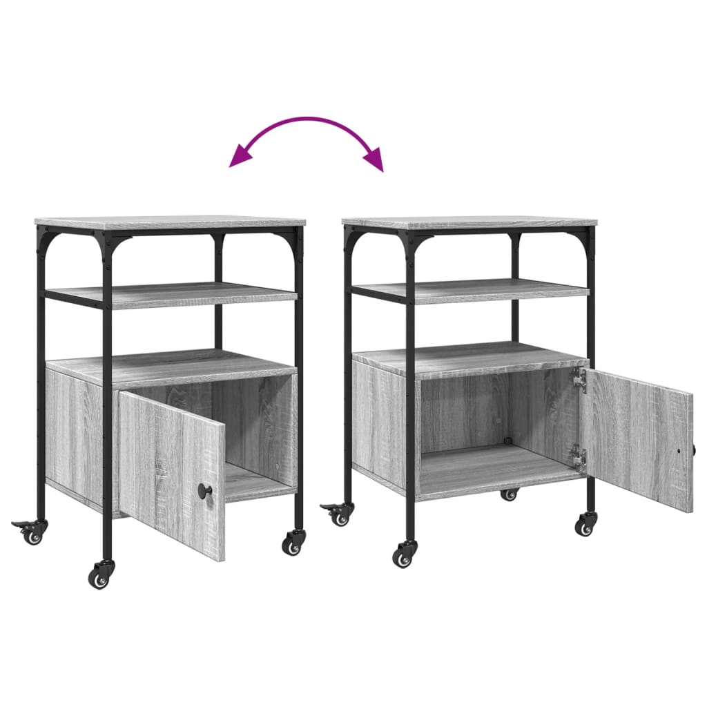 Suporte impressora 3 prateleiras deriv. madeira cinza sonoma