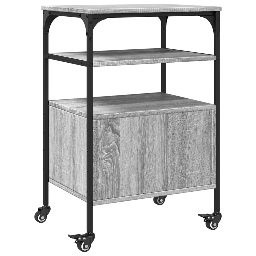 Suporte impressora 3 prateleiras deriv. madeira cinza sonoma