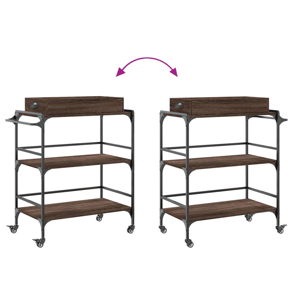 Carro cozinha 81,5x41x92,5 cm deriv. madeira carvalho castanho