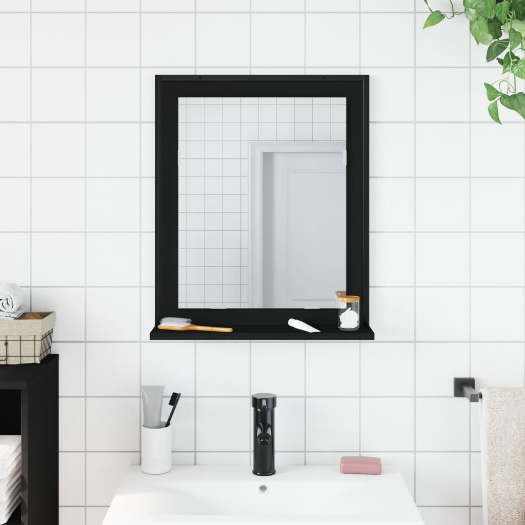 Espelho de WC c/ prateleira 50x12x60 cm derivados madeira preto