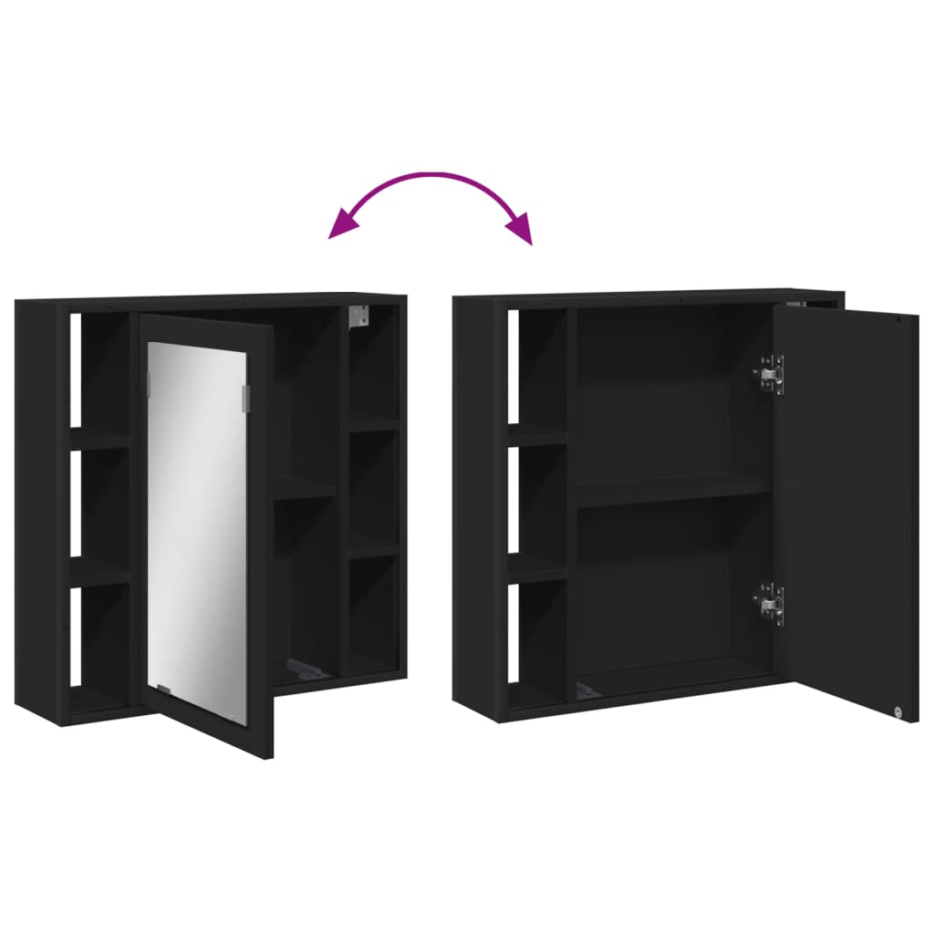 Armário casa banho c/ espelho 60x16x60 cm deriv. madeira preto