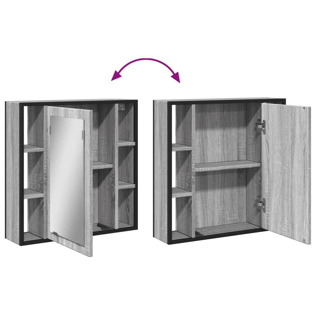 Armário casa banho c/ espelho derivados madeira cinzento sonoma