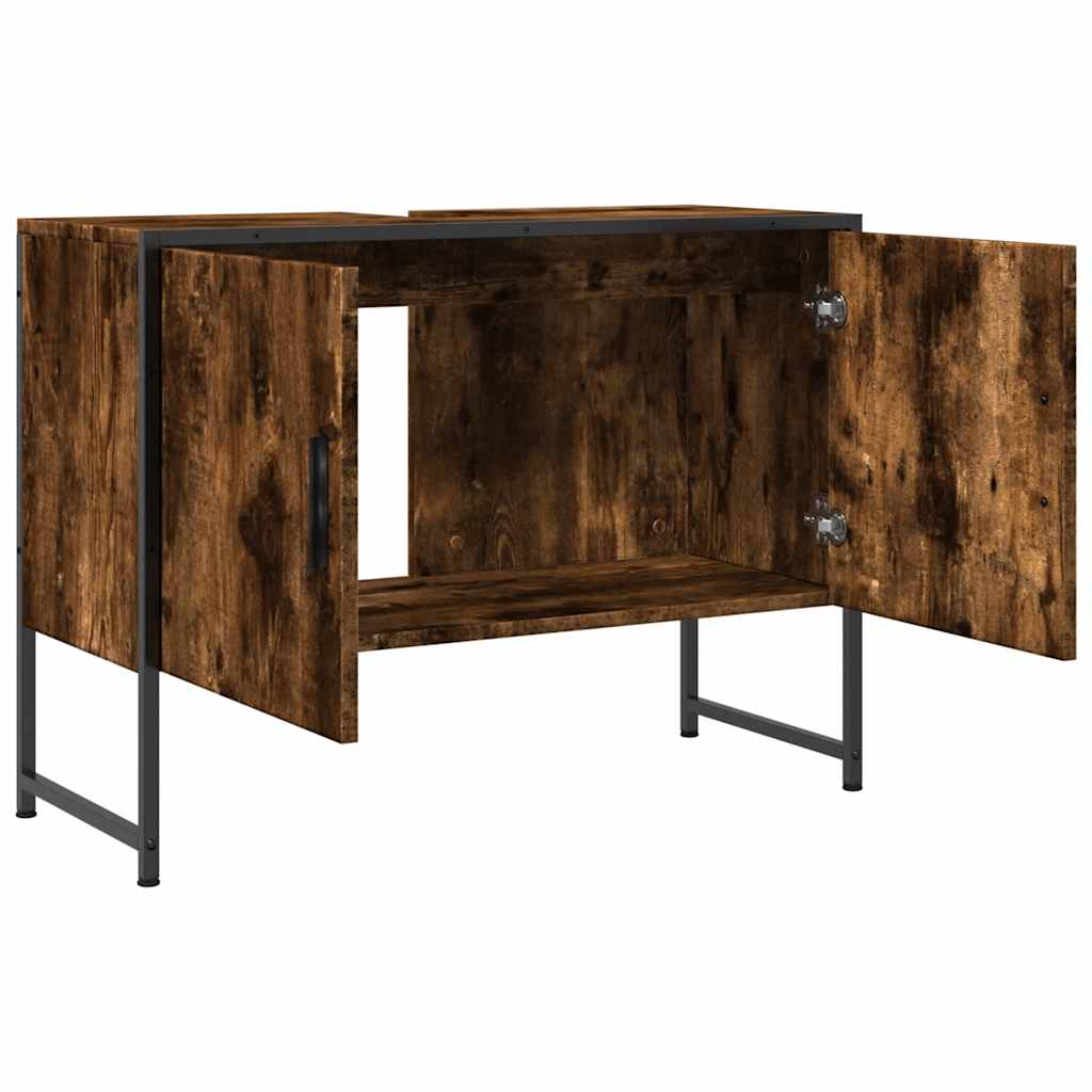Armário lavatório WC 80x33x60 cm deriv. madeira carvalho fumado