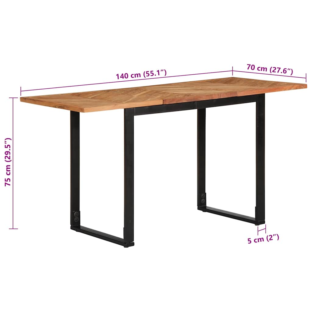 Mesa de jantar 140x70x75 cm madeira maciça de acácia