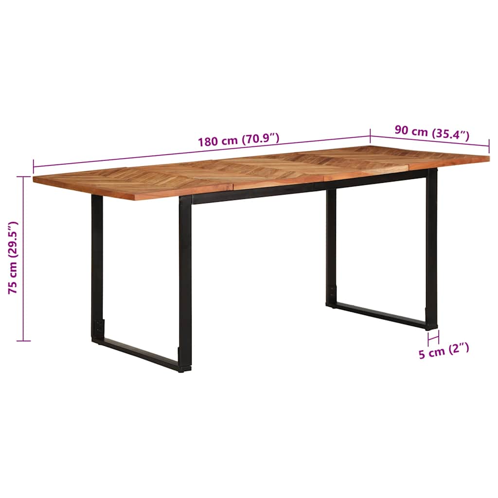 Mesa de jantar 180x90x75 cm madeira de acácia maciça