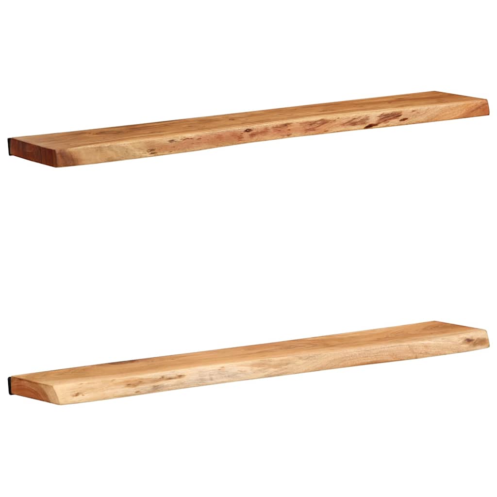 Prateleiras parede 2 pcs 100x20x3,5 cm madeira de acácia maciça