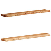 Prateleiras parede 2 pcs 100x20x3,5 cm madeira de acácia maciça