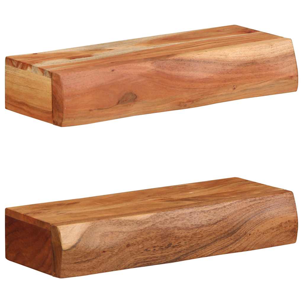 Prateleiras parede 2 pcs 40x17x8 cm madeira de acácia maciça