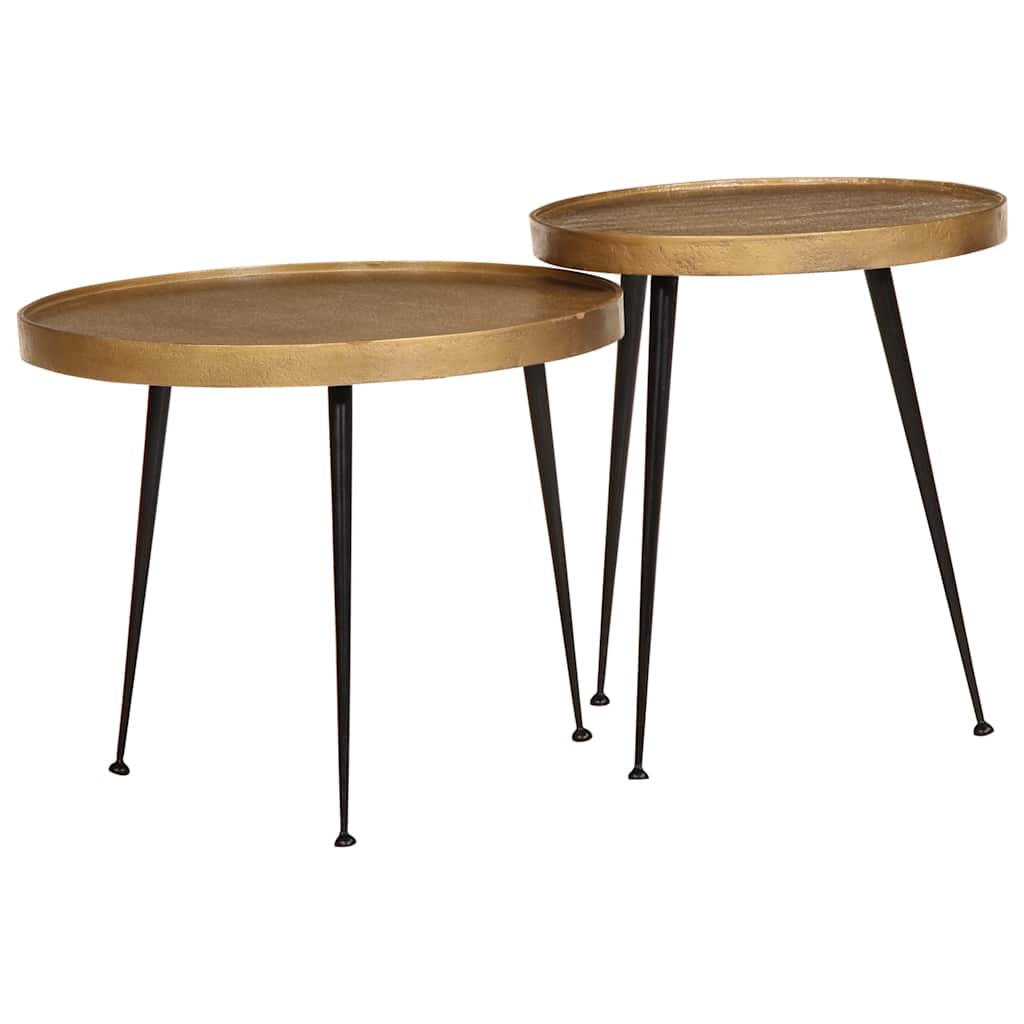 Mesas de centro 2 pcs derivados de madeira dourado