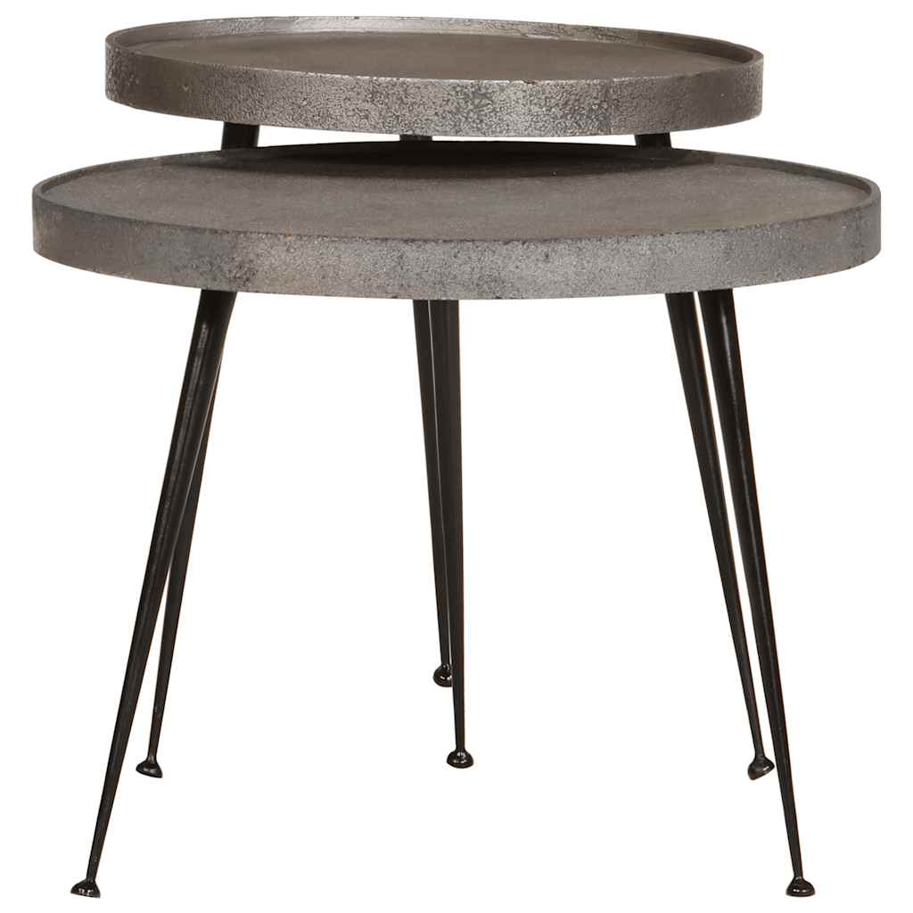 Mesas de centro 2 pcs derivados de madeira prateado