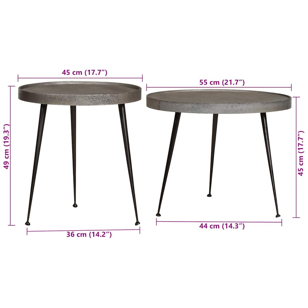 Mesas de centro 2 pcs derivados de madeira prateado