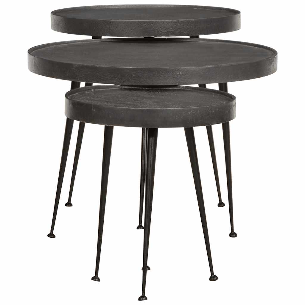 Mesas de centro 3 pcs derivados de madeira preto