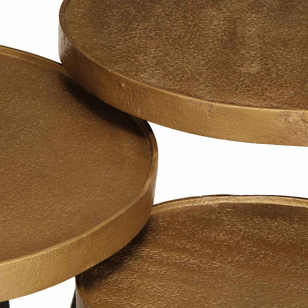 Mesas de centro 3 pcs derivados de madeira dourado