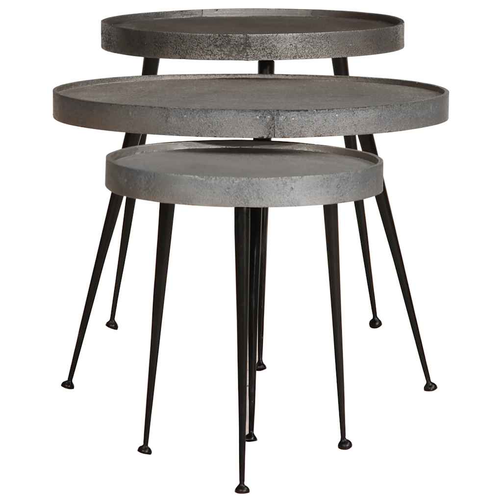 Mesas de centro 3 pcs derivados de madeira prateado